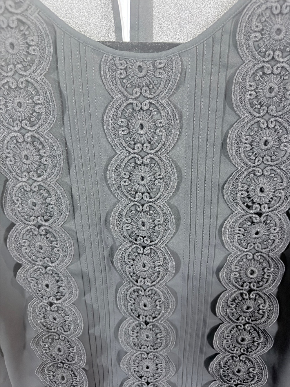 LOFT Black Lace-Trim Peasant Blouse Size Small - Picture 3 of 6